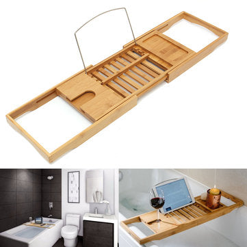 Luxury Bathroom Bamboo Bath Shelf Bridge Tub Caddy Tray Rack Wine Holder Bathtub Rack Support